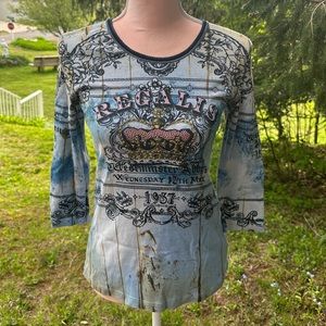 Y2K Print 3/4 sleeve tshirt